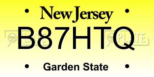 B87HTQ New Jersey License Plate