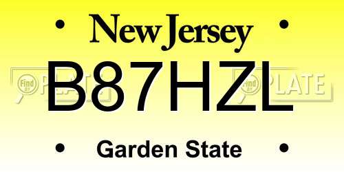 B87HZL New Jersey License Plate