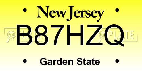 B87HZQ New Jersey License Plate