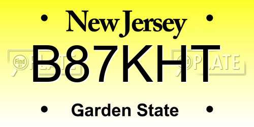 B87KHT New Jersey License Plate