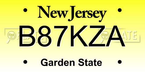 B87KZA New Jersey License Plate