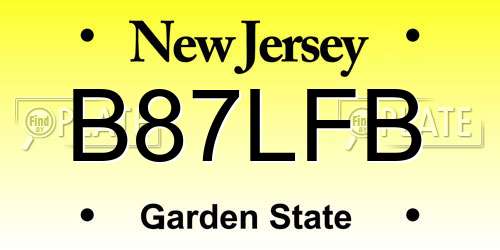 B87LFB New Jersey License Plate