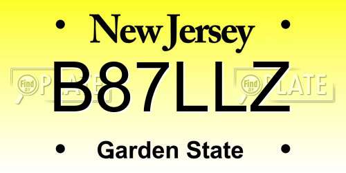 B87LLZ New Jersey License Plate
