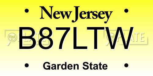 B87LTW New Jersey License Plate