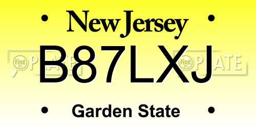 B87LXJ New Jersey License Plate