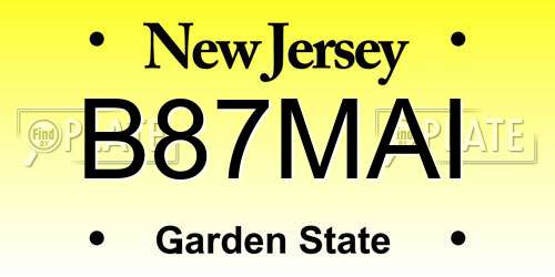 B87MAI New Jersey License Plate