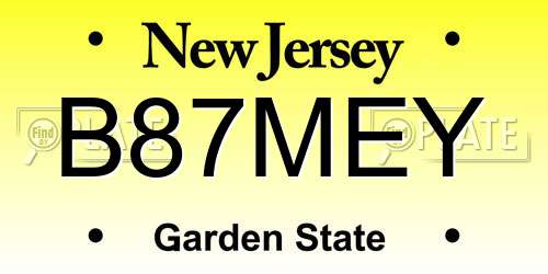 B87MEY New Jersey License Plate