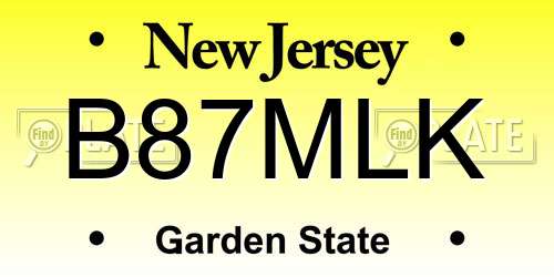 B87MLK New Jersey License Plate