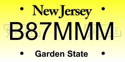 B87MMM New Jersey License Plate
