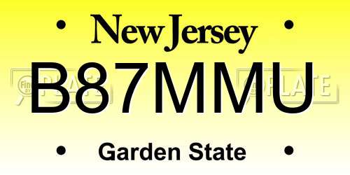 B87MMU New Jersey License Plate