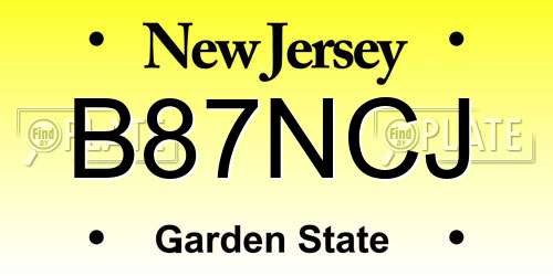 B87NCJ New Jersey License Plate