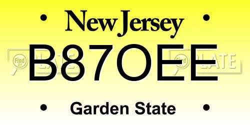 B87OEE New Jersey License Plate