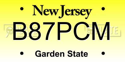 B87PCM New Jersey License Plate