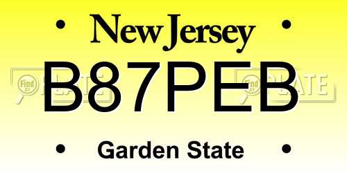 B87PEB New Jersey License Plate