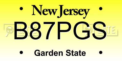B87PGS New Jersey License Plate