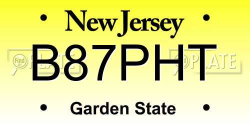B87PHT New Jersey License Plate