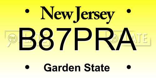 B87PRA New Jersey License Plate