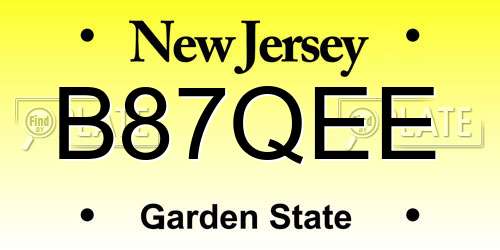 B87QEE New Jersey License Plate