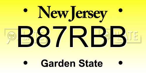 B87RBB New Jersey License Plate
