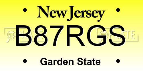 B87RGS New Jersey License Plate