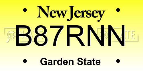B87RNN New Jersey License Plate