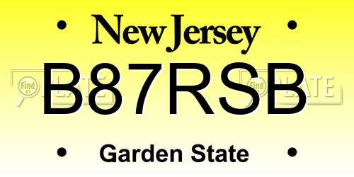 B87RSB New Jersey License Plate