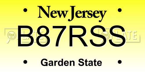 B87RSS New Jersey License Plate