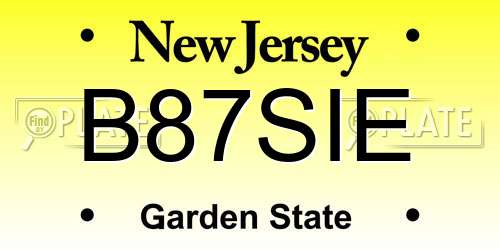B87SIE New Jersey License Plate