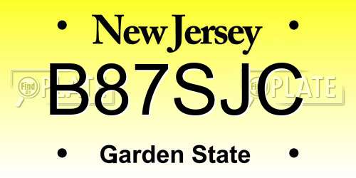 B87SJC New Jersey License Plate