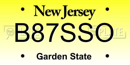 B87SSO New Jersey License Plate