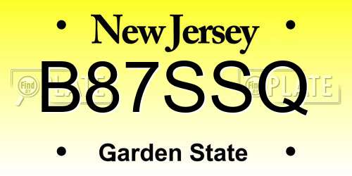 B87SSQ New Jersey License Plate