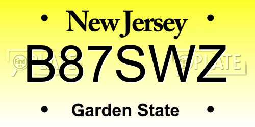 B87SWZ New Jersey License Plate