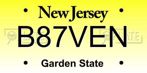 B87VEN New Jersey License Plate