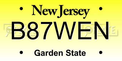 B87WEN New Jersey License Plate