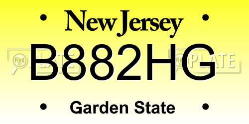 B882HG New Jersey License Plate