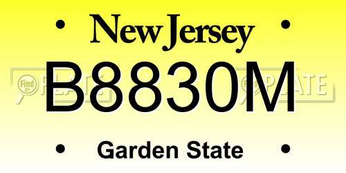 B8830M New Jersey License Plate