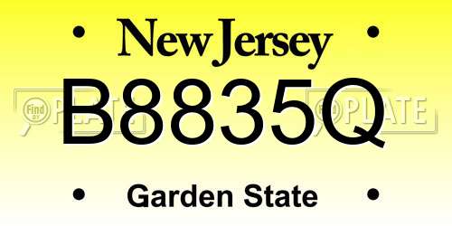 B8835Q New Jersey License Plate