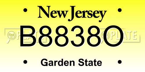 B8838O New Jersey License Plate