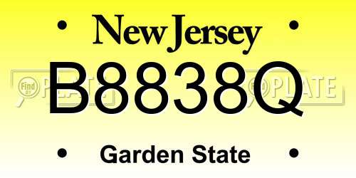 B8838Q New Jersey License Plate
