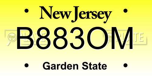 B883OM New Jersey License Plate