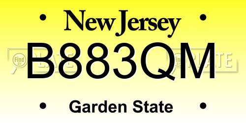 B883QM New Jersey License Plate