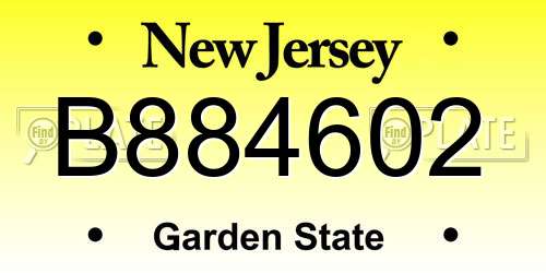 B884602 New Jersey License Plate