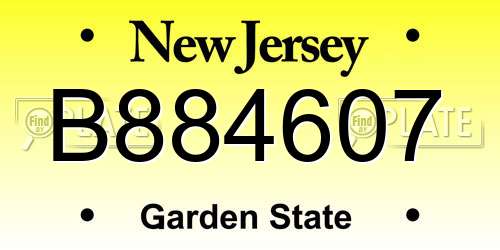 B884607 New Jersey License Plate