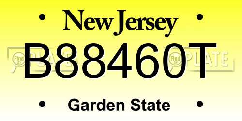 B88460T New Jersey License Plate
