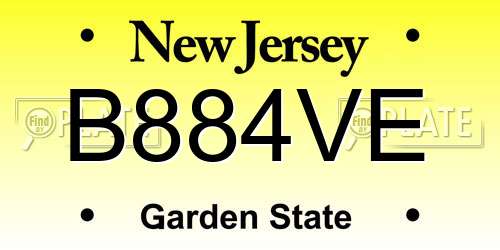 B884VE New Jersey License Plate