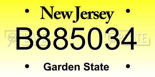 B885034 New Jersey License Plate