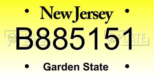 B885151 New Jersey License Plate