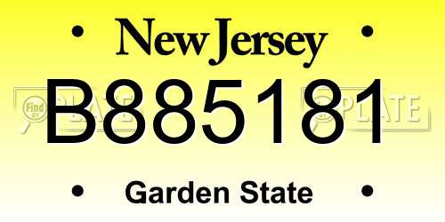 B885181 New Jersey License Plate