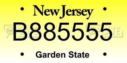 B885555 New Jersey License Plate