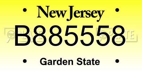 B885558 New Jersey License Plate